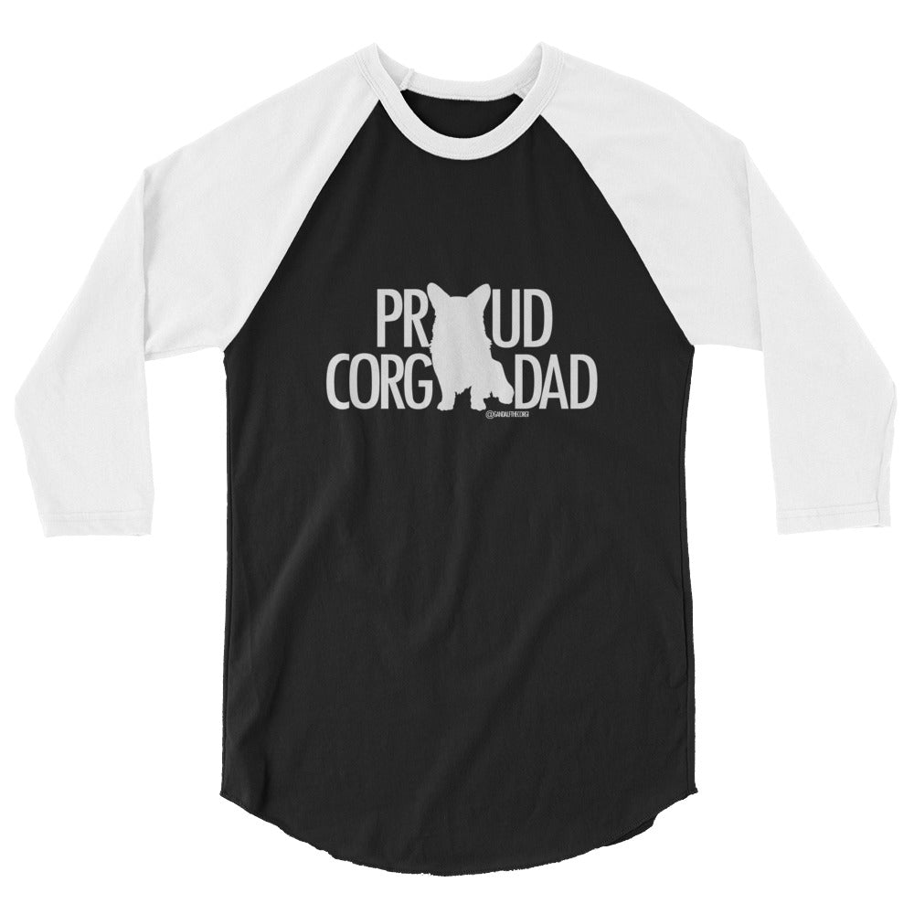 Proud Corgi Dad - Light Font - 3/4 sleeve raglan shirt