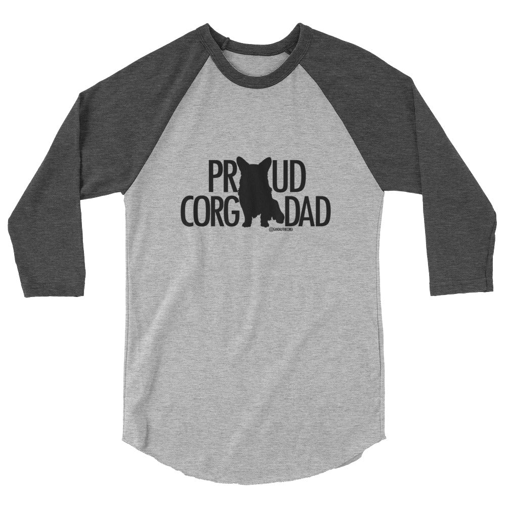 Proud Corgi Dad - Dark Font - 3/4 sleeve raglan shirt