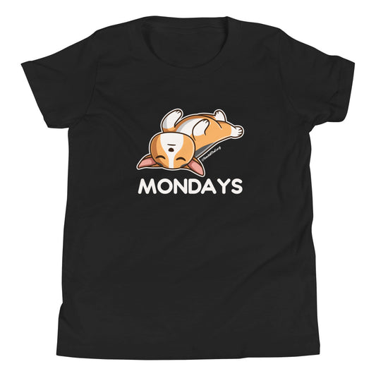 Corgi Mondays - Light Font - Youth Short Sleeve T-Shirt