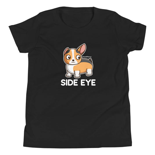 Corgi Side Eye - Light Font - Youth Short Sleeve T-Shirt